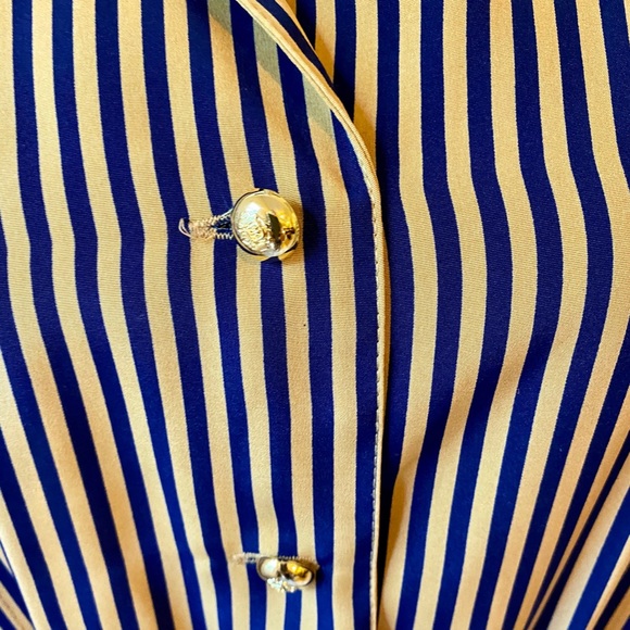 Vintage long sleeve tan and navy midi dress - Picture 3 of 7